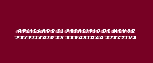 Aplicando el principio de menor privilegio en seguridad efectiva Aplicando el principio de menor privilegio en seguridad efectiva