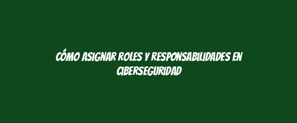Cómo asignar roles y responsabilidades en ciberseguridad
