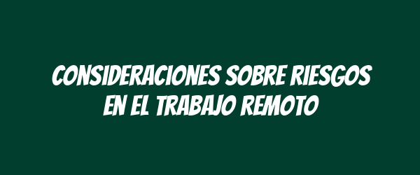 Consideraciones sobre riesgos en el trabajo remoto Consideraciones sobre riesgos en el trabajo remoto