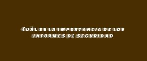 Cuál es la importancia de los informes de seguridad