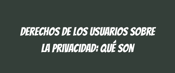 Derechos de los usuarios sobre la privacidad: Qué son Derechos de los usuarios sobre la privacidad: Qué son
