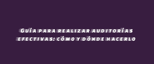 Guía para realizar auditorías efectivas: cómo y dónde hacerlo