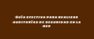 Guía efectiva para realizar auditorías de seguridad en la red