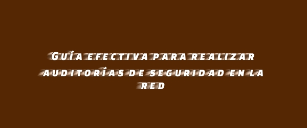 Guía efectiva para realizar auditorías de seguridad en la red Guía efectiva para realizar auditorías de seguridad en la red