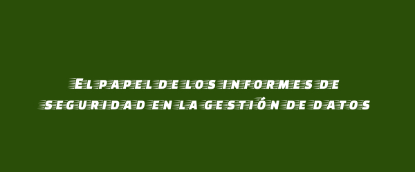 El papel de los informes de seguridad en la gestión de datos El papel de los informes de seguridad en la gestión de datos