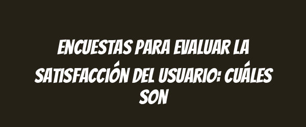 Encuestas para evaluar la satisfacción del usuario: cuáles son
