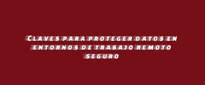 Claves para proteger datos en entornos de trabajo remoto seguro