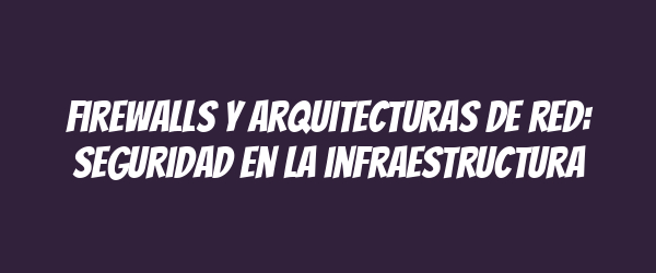 Firewalls y arquitecturas de red: Seguridad en la infraestructura Firewalls y arquitecturas de red: Seguridad en la infraestructura