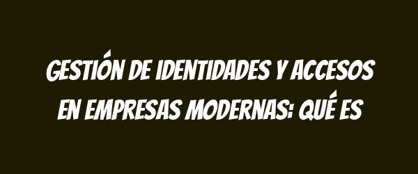 Gestión de identidades y accesos en empresas modernas: qué es Gestión de identidades y accesos en empresas modernas: qué es