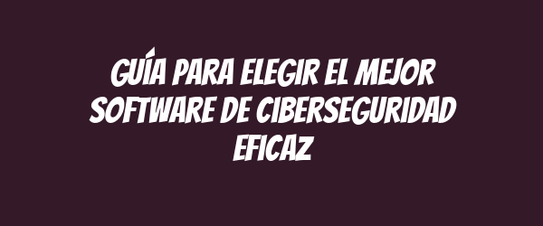 Guía para elegir el mejor software de ciberseguridad eficaz Guía para elegir el mejor software de ciberseguridad eficaz