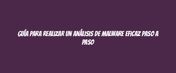Guía para realizar un análisis de malware eficaz paso a paso