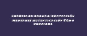 Identidad robada: protección mediante autenticación Cómo funciona