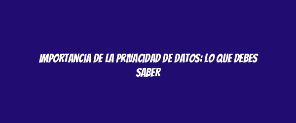 Importancia de la privacidad de datos: lo que debes saber Importancia de la privacidad de datos: lo que debes saber