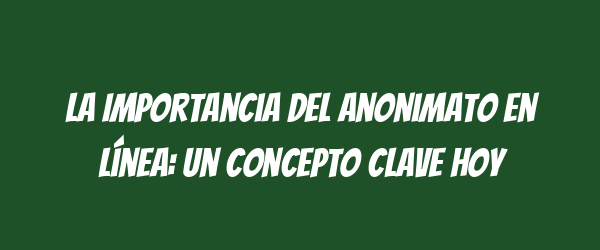 La Importancia del Anonimato en Línea: Un Concepto Clave hoy