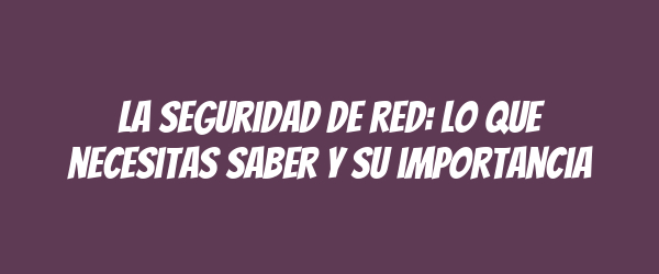 La seguridad de red: lo que necesitas saber y su importancia