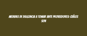 Medidas de diligencia a tomar ante proveedores: cuáles son