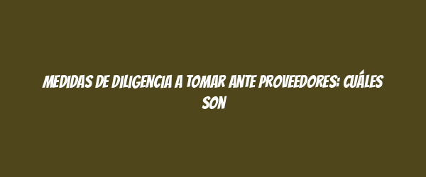 Medidas de diligencia a tomar ante proveedores: cuáles son Medidas de diligencia a tomar ante proveedores: cuáles son