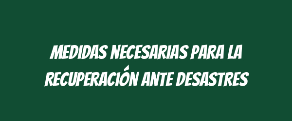 Medidas necesarias para la recuperación ante desastres Medidas necesarias para la recuperación ante desastres