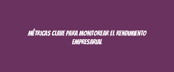 Métricas Clave para Monitorear el Rendimiento Empresarial Métricas Clave para Monitorear el Rendimiento Empresarial