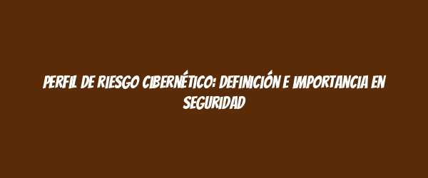 Perfil de riesgo cibernético: Definición e importancia en seguridad Perfil de riesgo cibernético: Definición e importancia en seguridad