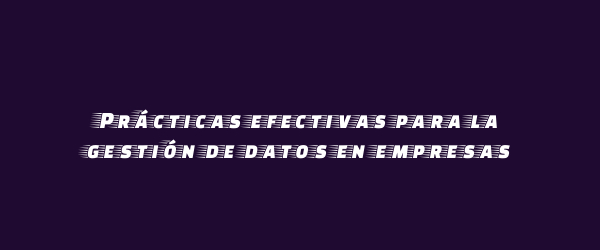 Prácticas efectivas para la gestión de datos en empresas Prácticas efectivas para la gestión de datos en empresas