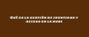 Qué es la gestión de identidad y acceso en la nube