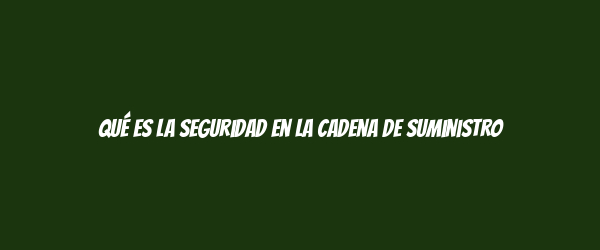 Qué es la seguridad en la cadena de suministro