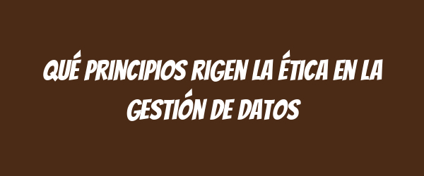 Qué principios rigen la ética en la gestión de datos Qué principios rigen la ética en la gestión de datos
